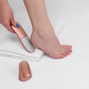 Тёрка для ног, лазерная, двусторонняя, с подставкой, 16,5 см, цвет розовое золото