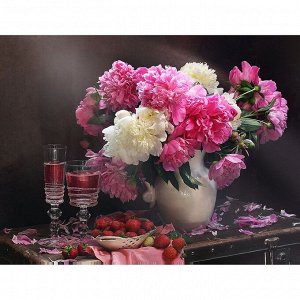 Набор для творчества Алмазная мозаика Розовые цветы на столе 30*40см ACA027