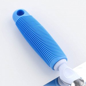 Пуходерка без капель с рифленой резиновой ручкой 9 х 15 см, бело-голубая