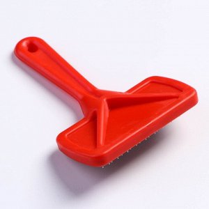 Пуходёрка "Симпл" с каплями, с пластиковой ручкой 9,2 х 13,2 см, красная