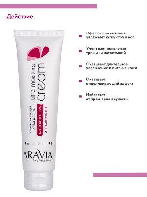 ARAVIA Professional Крем для ног ультраувлажняющий с мочевиной (15%) и PHA-кислотами Ultra Moisture Cream, 100 мл    НОВИНКА
