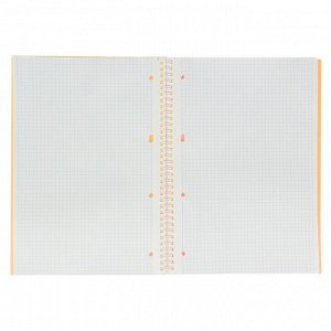 Тетрадь А4, 80 листов клетка на гребне DIAMOND НЕОН, пластиковая обложка, оранжевая