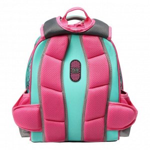 Рюкзак каркасный Across, 35 х 28 х 13 см, наполнение: мешок, брелок, серый/голубой/розовый