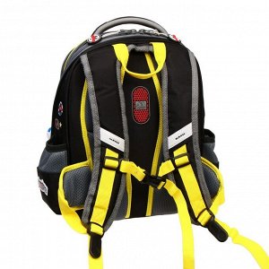 Рюкзак каркасный Across, 35 х 28 х 13 см, наполнение: мешок, брелок, серый/жёлтый