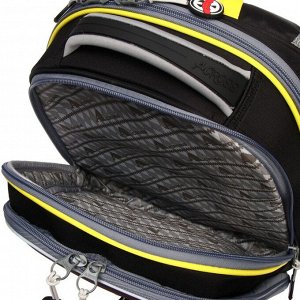 Рюкзак каркасный Across, 35 х 28 х 13 см, наполнение: мешок, брелок, серый/жёлтый