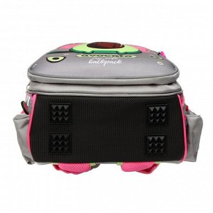 Рюкзак каркасный Across, 35 х 28 х 13 см, наполнение: мешок, брелок, серый/розовый