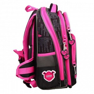 Рюкзак каркасный Across, 35 х 28 х 15 см, наполнение: мешок, пенал, брелок, синий/розовый