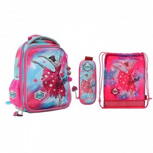 Рюкзак каркасный Across, 35 х 28 х 15 см, наполнение: мешок, пенал, розовый