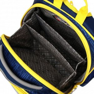 Рюкзак каркасный Across, 35 х 28 х 15 см, наполнение: мешок, пенал, синий/жёлтый
