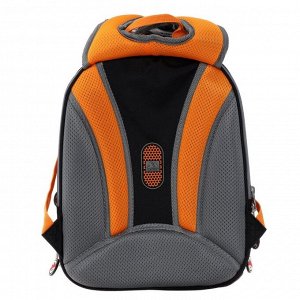 Рюкзак каркасный Across, 36 х 28 х 11 см, наполнение: мешок, брелок, серый/оранжевый
