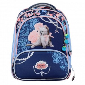 Рюкзак каркасный Across, 36 х 28 х 11 см, наполнение: мешок, брелок, синий/розовый