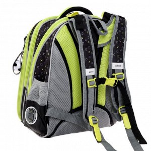 Рюкзак каркасный Across, 36 х 29 х 17 см, наполнение: мешок, брелок, серый/зеленый