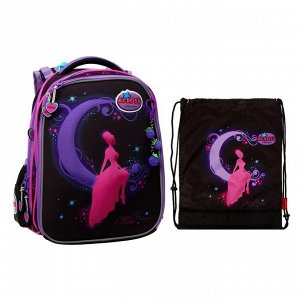 Рюкзак каркасный Across, 36 х 29 х 17 см, наполнение: мешок, брелок, фиолетовый