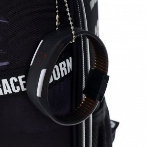 Рюкзак школьный deVENTE Born To Race + часы , 38 х 28 х 16 см, эргономичная спинка, чёрный