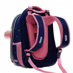 Рюкзак школьный deVENTE Fluffy Sheep, 38 х 28 х 16 см, эргономичная спинка, синий/розовый