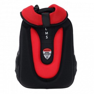 Рюкзак школьный deVENTE Keep Silence + часы, 38 х 28 х 16 см, эргономичная спинка, чёрный/красный