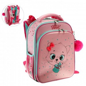 Рюкзак школьный эргономичная спинка deVENTE Premier Sweet Kitty, 37 х 28 х 18 см, розовый