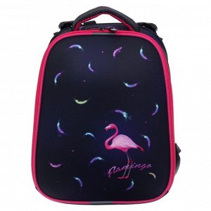 Рюкзак каркасный Stavia, 38 х 30 х 16 см, эргономичная спинка, "Фламинго мини", чёрный/синий/розовый
