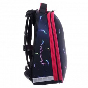 Рюкзак каркасный Stavia, 38 х 30 х 16 см, эргономичная спинка, "Фламинго мини", чёрный/синий/розовый