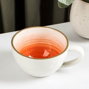 Чашка керамическая Доляна «Космос», 250 мл, цвет оранжевый