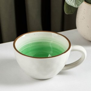 Чашка керамическая Доляна «Космос», 250 мл, цвет зелёный