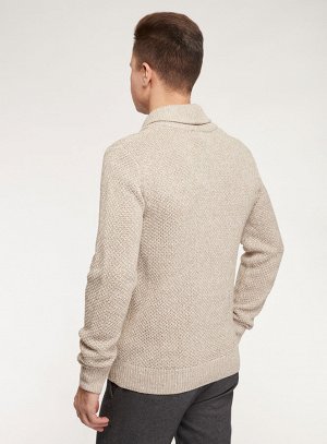 Пуловер фактурной вязки с отложным воротником