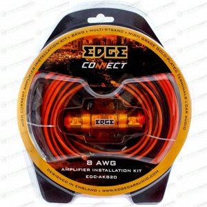 Комплект проводов для 2-канального усилителя EDGE EDC-AK820, силовой (8AWG), заземляющий (8AWG), акустический (18AWG), управляющий (18AWG) и межблочный кабели, держатель с предохранителем Mini ANL 40А