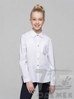 1081 Блузка для девочки с длинным рукавом (белый)