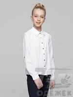 1099 Блузка для девочки с  длинным рукавом (молочный)