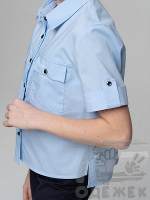 1095-1 Блузка для девочки с коротким рукавом (голубой)
