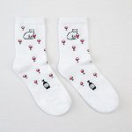 Носки женские «Киска с бокалом» цвет белый