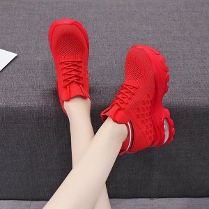 Женские текстильные кроссовки с полосками, цвет красный