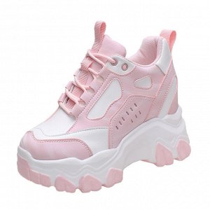 Женские кроссовки с перфорацией по бокам, цвет белый с розовым