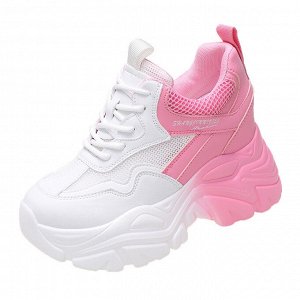 Женские кроссовки со вставками из сетки, цвет белый с розовым