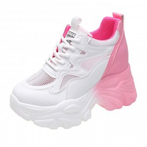 Женские кроссовки с сеткой, цвет белый с розовым