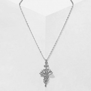 Кулон "Лотос" с узорами, цвет серебро, 46см