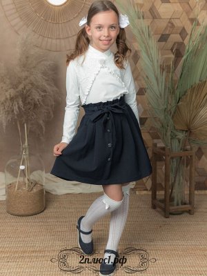 Юбка Школьная синяя юбка на резинке с карманами. Школьная юбка для девочки со складками, со съемным поясом на шлевках. Притачной пояс с оборкой, на резинке, что позволяет регулировать ширину изделия п