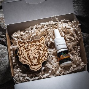 Grand Caratt Ароматизатор подвесной из натурального дерева, набор: подвеска Тигр (дерево, войлок), парфюмированная пропитка Апельсин, 5 мл