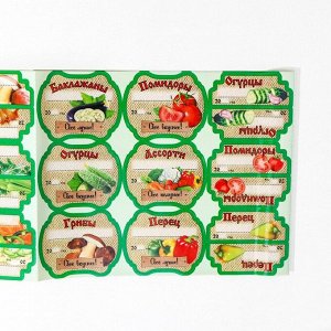 Набор цветных этикеток для домашних заготовок из овощей, грибов и зелени 6.4?5.2 см