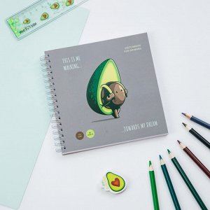 Скетчбук 60л., 150*150 MESHU ""Avocadreams"", на гребне, 120г/м2, выборочный лак, Soft touch