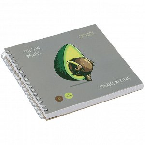 Скетчбук 60л., 150*150 MESHU ""Avocadreams"", на гребне, 120г/м2, выборочный лак, Soft touch