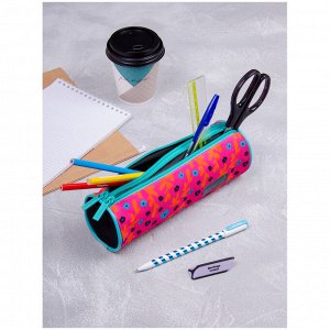 Пенал-тубус 2 отделения, 210*70 Berlingo ""Pink pattern"", полиэстер