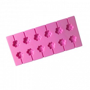 Форма для изготовления леденцов силиконовая "Лапка", цвет розовый