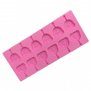 Форма для изготовления леденцов силиконовая "Мишка", цвет розовый