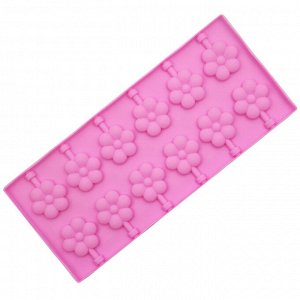 Форма для изготовления леденцов силиконовая "Ромашка", цвет розовый