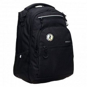 Рюкзак молодежный Grizzly, эргономичная спинка, 43 х 31 х 20 см, отделение для ноутбука, чёрный
