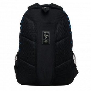 Рюкзак молодежный Grizzly, эргономичная спинка, 45 х 32 х 23 см, чёрный/цветной