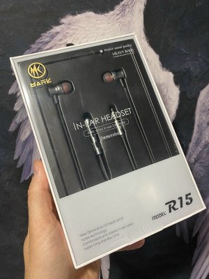 Проводные наушники Mark R15 Rock Sport 3.5mm 1.1 м, черный Контроллер с микрофоном