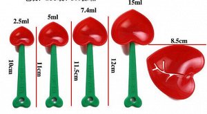 Набор мерных ложек (4шт) "Вишенки", цвет красный/зеленый