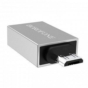 Адаптер Borofone OTG BV2 MicroUSB/USB (silver)